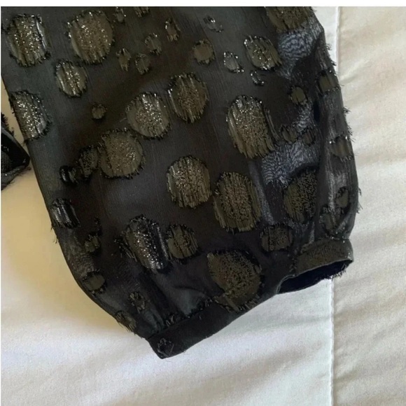 J. Crew Black Wrap Tie metallic dot Front Blouse - Picture 6 of 9